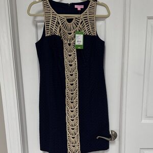 Lilly Pulitzer Navy Dress with Gold Detailing